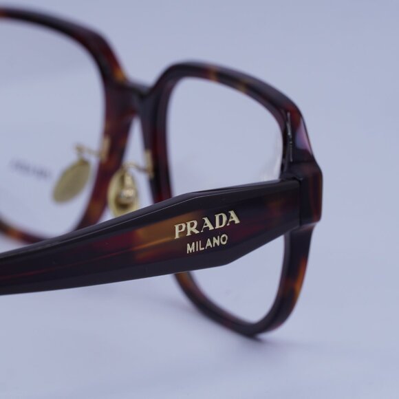 Prada PRB07VD 22A1O1 Eyeglasses Poppy Tortoise/Bordeaux 56mm Square Frame - Picture 6 of 11